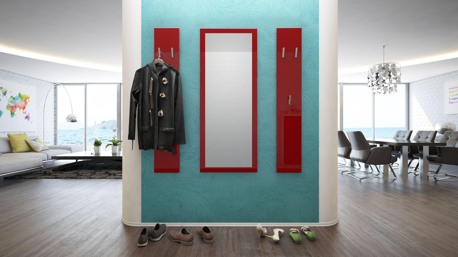 GARDEROBE Spot Bordeaux Hochglanz - Bordeaux, Holzwerkstoff (120/140/2cm) - Vladon