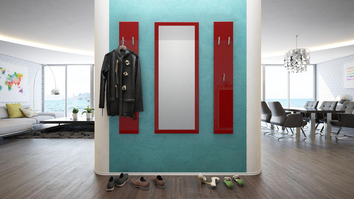 GARDEROBE Spot Bordeaux Hochglanz - Bordeaux, Holzwerkstoff (120/140/2cm) - Vladon