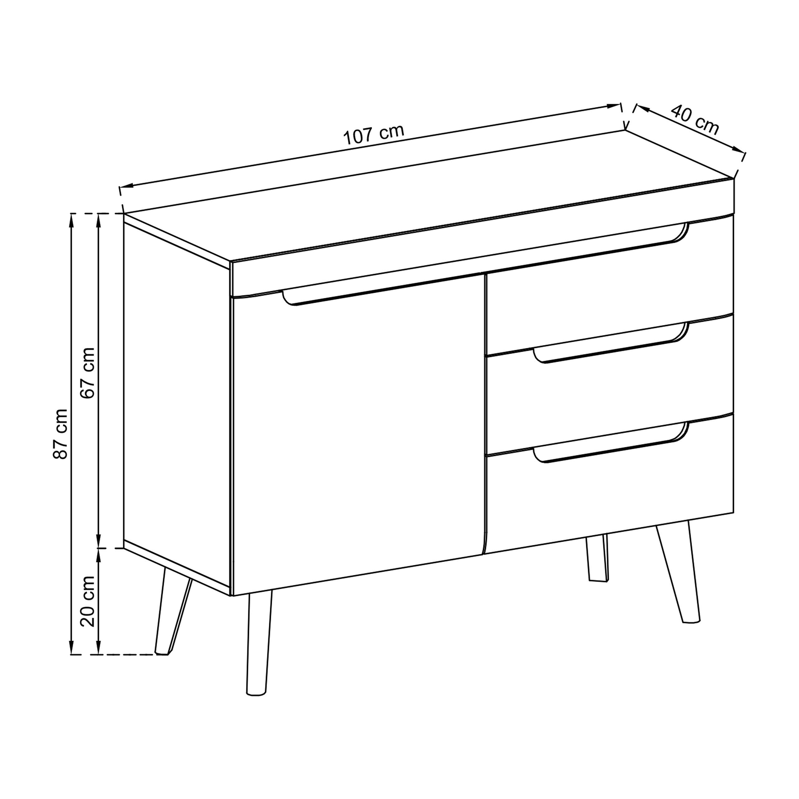 KOMMODE NORDICO 107/83/40 cm mit 3 Schubladen 1 Türen Eiche Artisan - Eiche Artisan, Holzwerkstoff (107/83/40cm) - MASSENO
