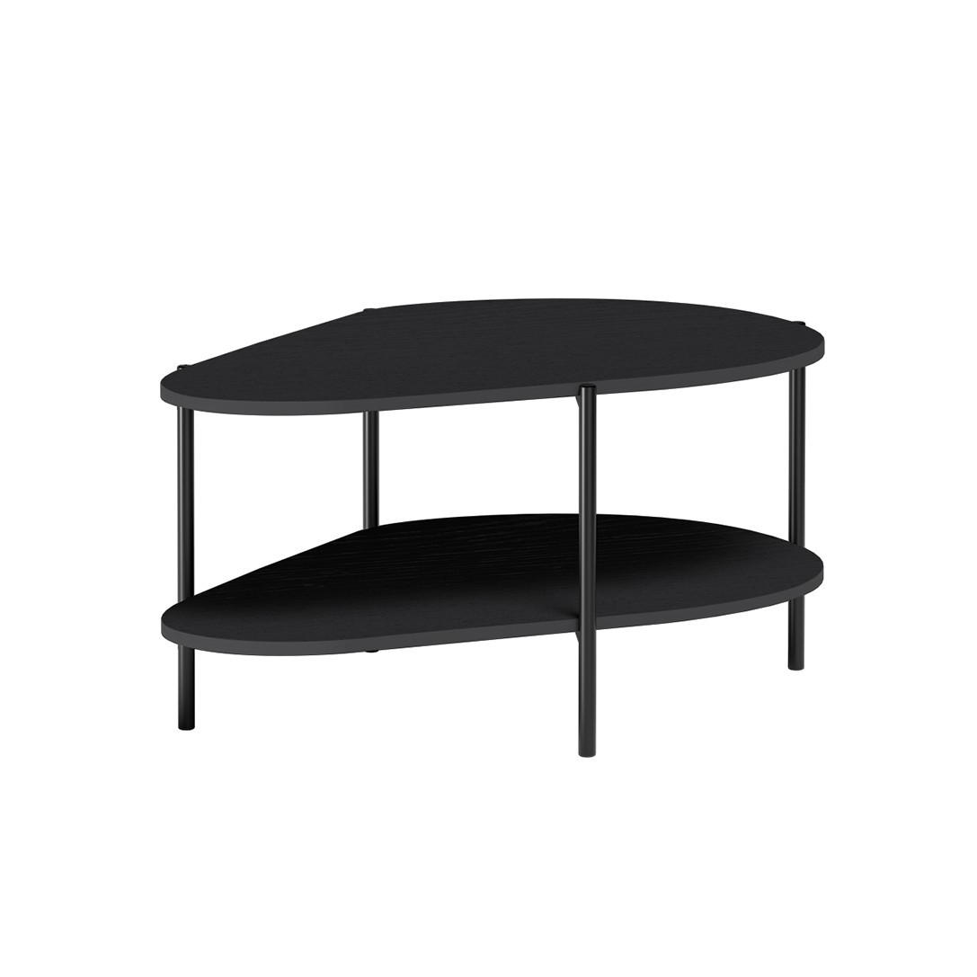 COUCHTISCH Lumi Schwarz, mit Regal - Schwarz, Holzwerkstoff (65/90/45cm) - Bettso