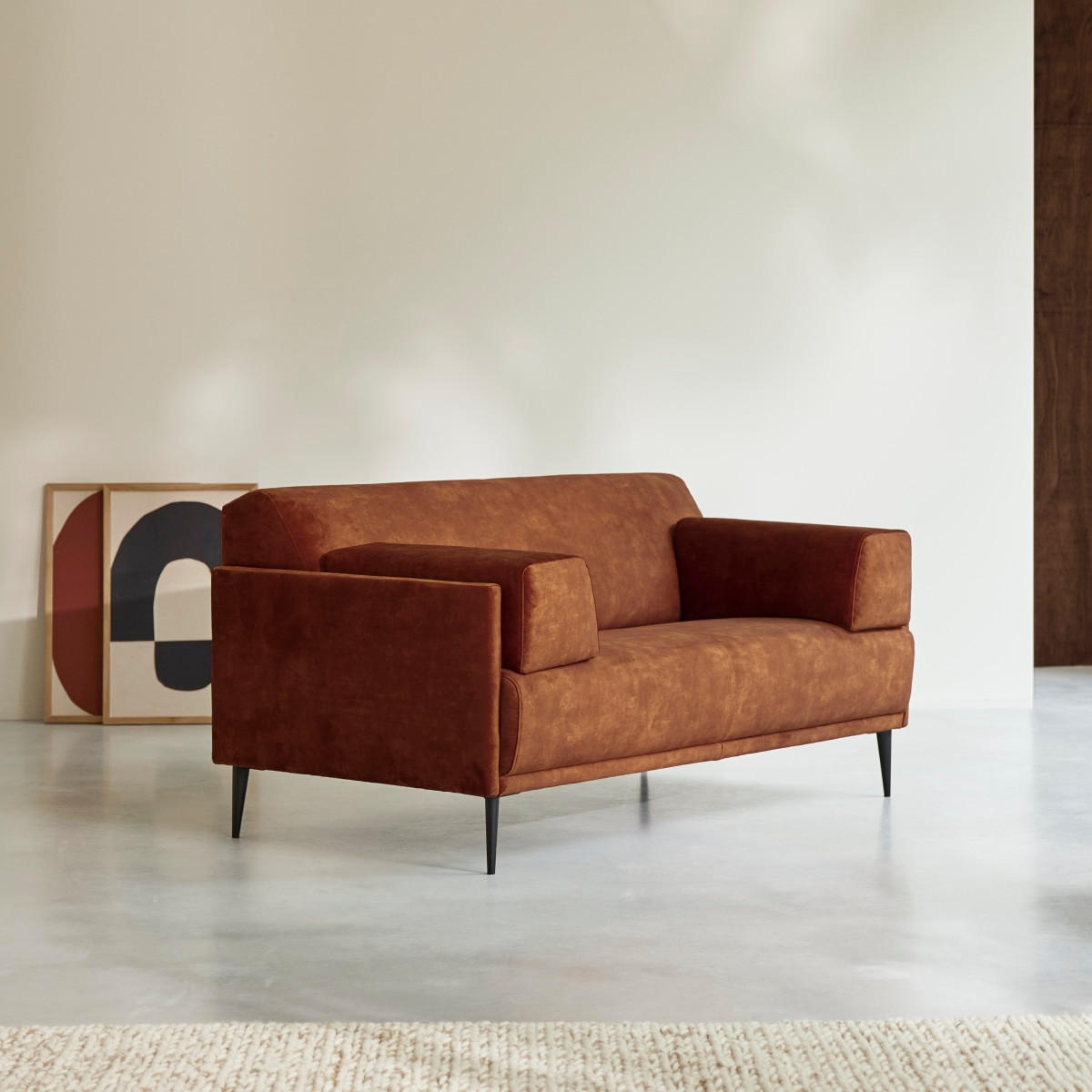 SOFA Finn Terrakotta aus Stoff - Terracotta, Textil (160/81/87cm) - Tikamoon