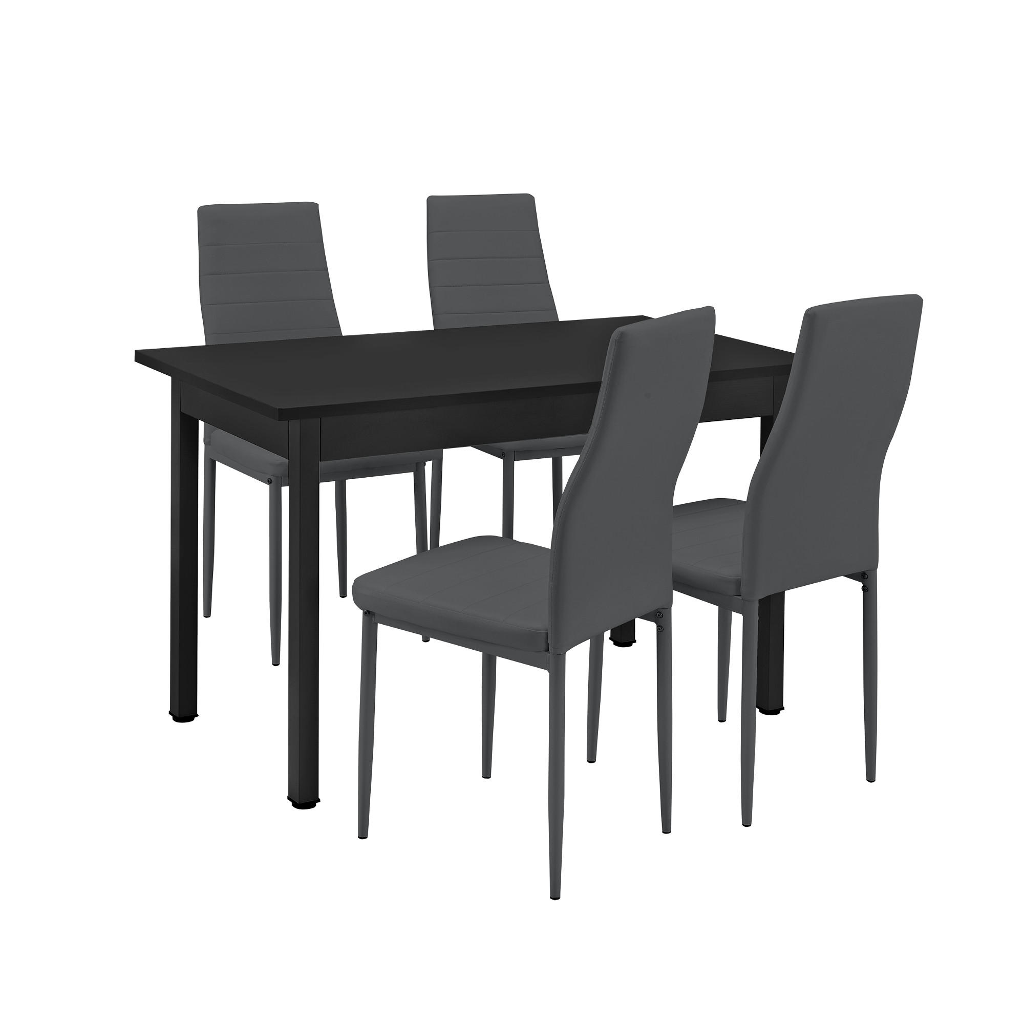 TISCHGRUPPE Jørpeland - Dunkelgrau, Holzwerkstoff/Textil (120/75/60cm) - [en.casa]