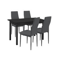 TISCHGRUPPE Jørpeland - Dunkelgrau, Holzwerkstoff/Textil (120/75/60cm) - [en.casa]