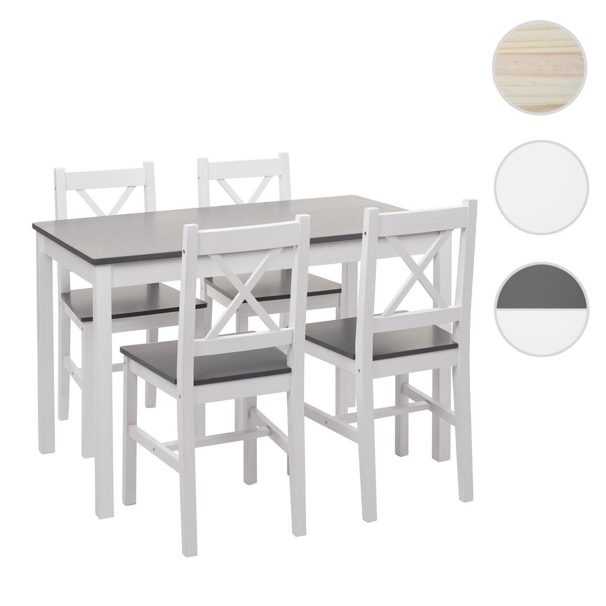 ESSZIMMER-SET Weiß, Grau - Weiß/Grau, Holz (108/86/64cm) - MCW