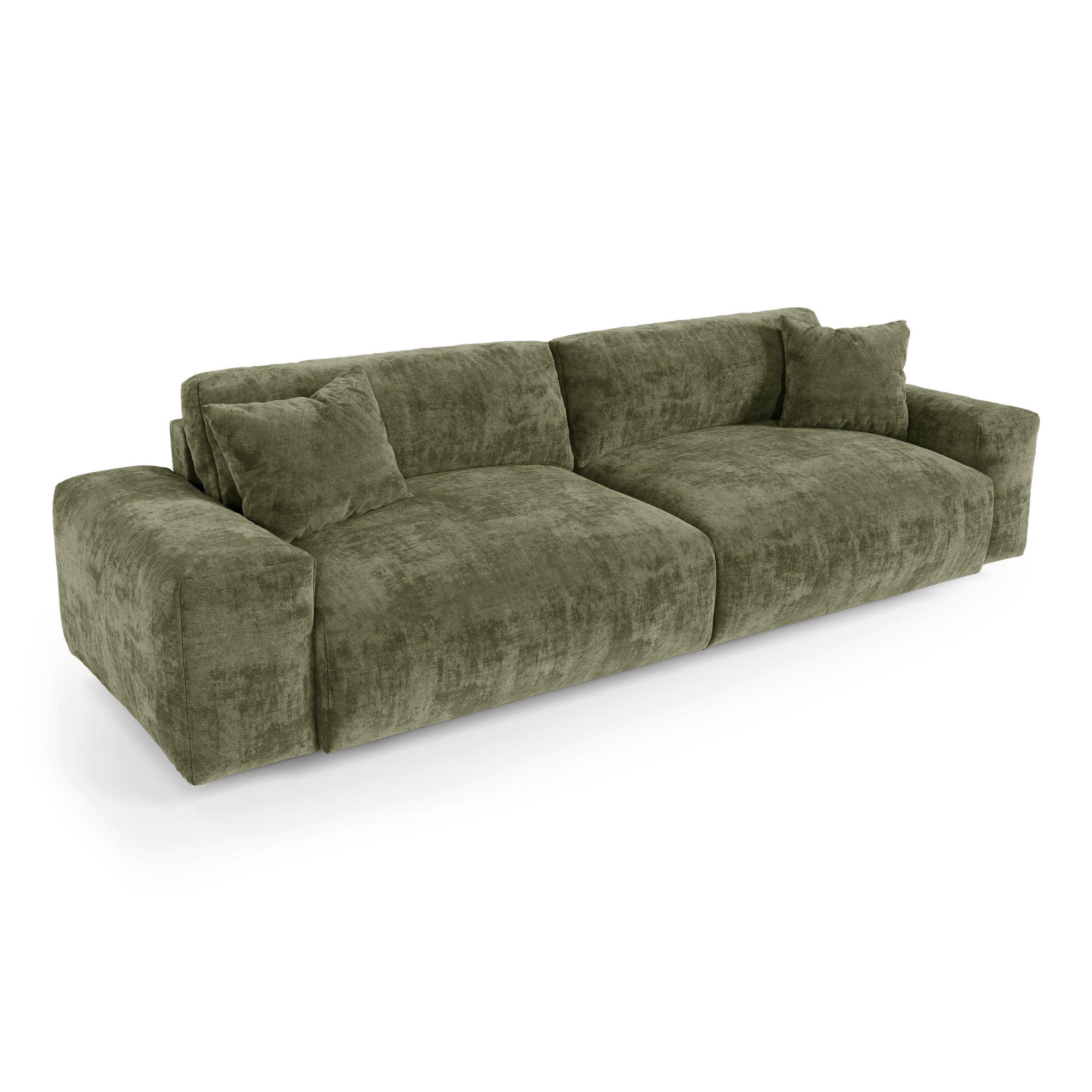 SOFA CHEER Geprägter Samt Vintage-Grün 220cm - Dunkelgrün/Grün, Textil (220/84/94cm) - Premium Interiors