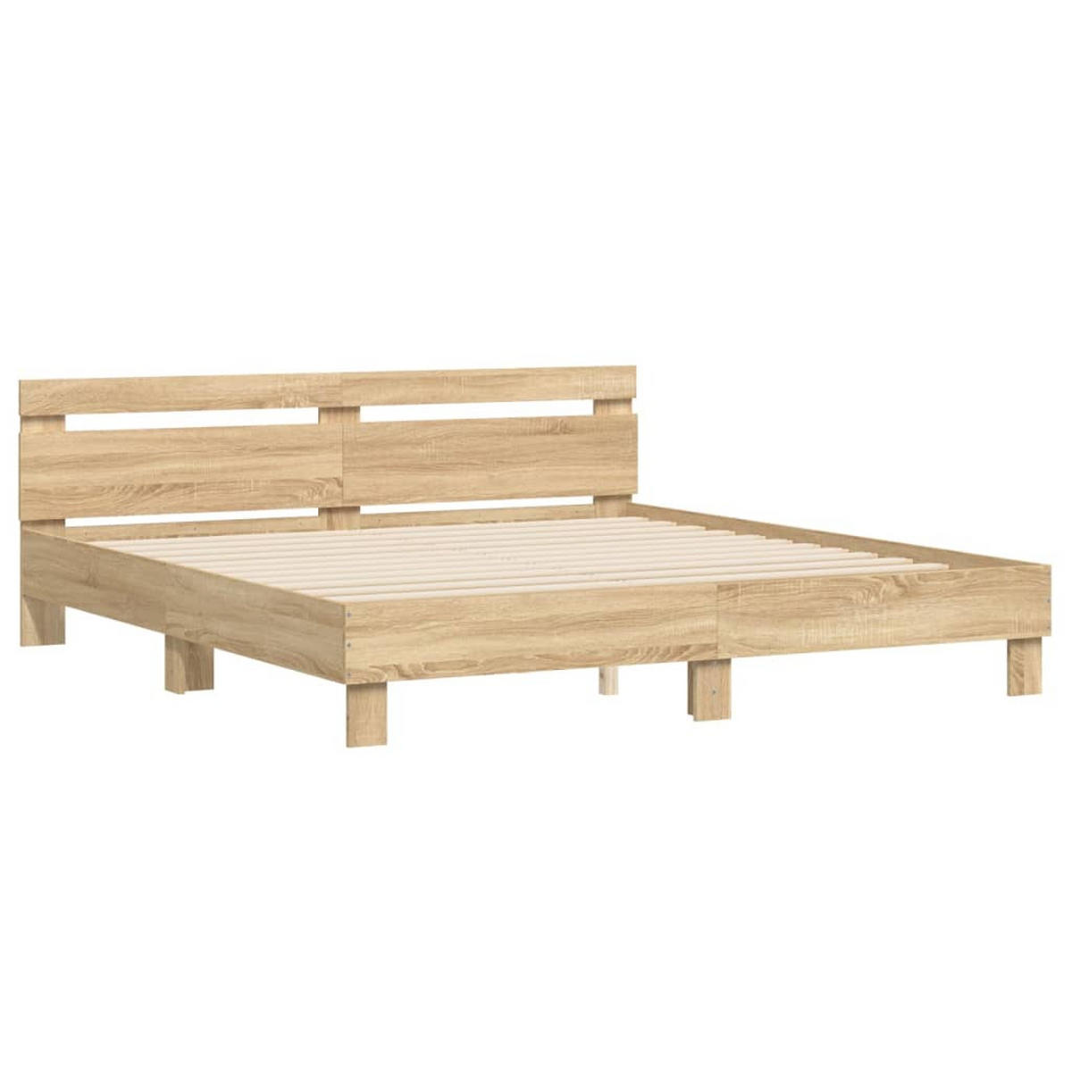 BETTGESTELL mit Kopfteil Sonoma-Eiche 200x200 cm Holzwerkstoff - Braun, Holzwerkstoff - furnicato