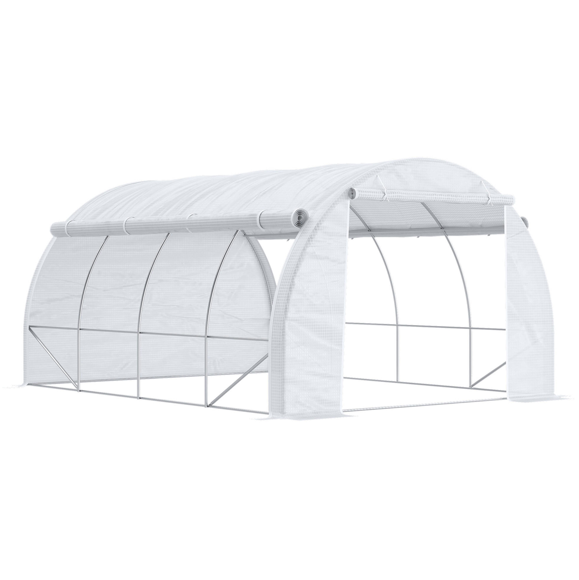 GEWÄCHSHAUS aus Stahl 3,97x3x2 m Weiß mit UV-Schutz - Weiß, Metall (300/200/397cm) - Modfu