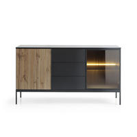KOMMODE - Sentino SSZ154 LED - Schwarz, Holzwerkstoff/Metall (154/83/39cm) - Möblo