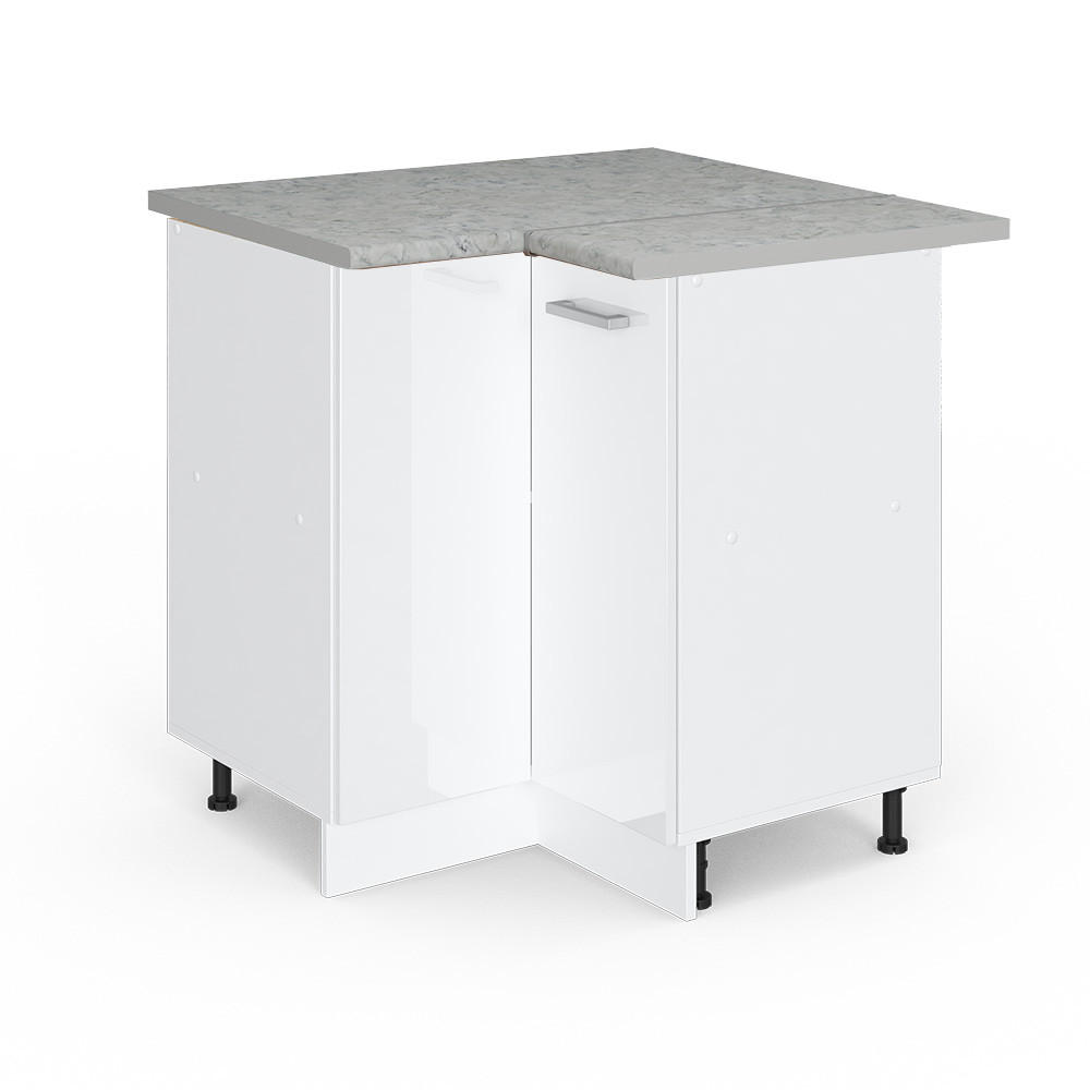 KUTNI DONJI ORMAR R-Line Sjajna Bijela 75.6 cm s vratima, s RP - bijela visoki sjaj, drvni materijal (75.6/81.6/60cm) - Vicco