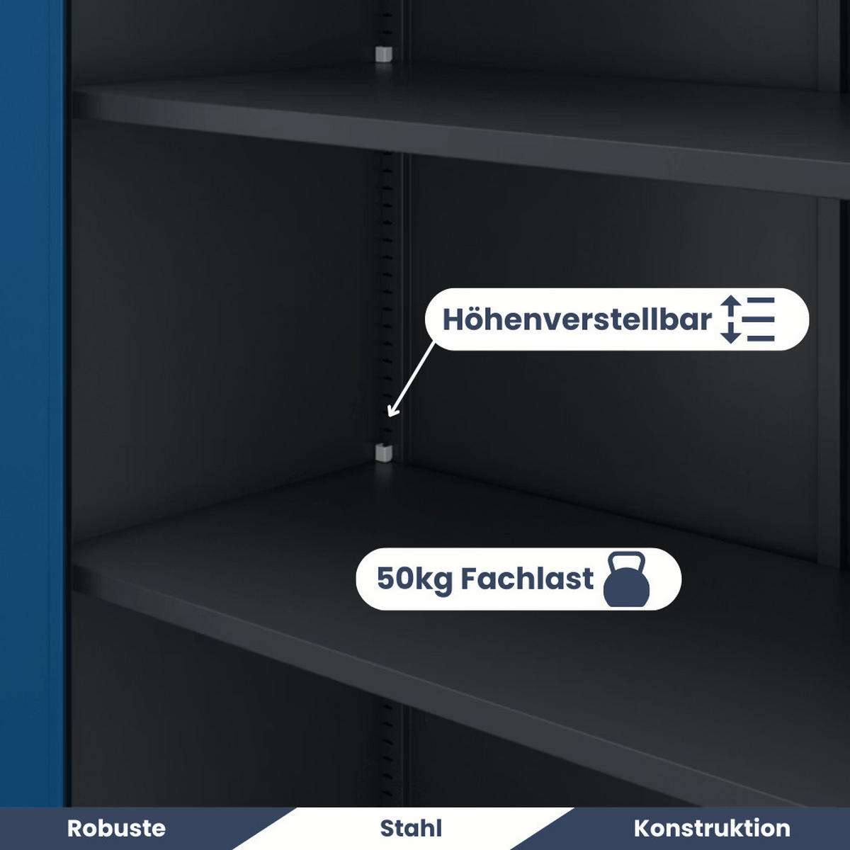 AKTENSCHRANK abschließbar KADO mit Flügeltüren 195x90x40cm Anthrazit-Blau - Anthrazit, Metall (90/195/40cm) - DELUKE