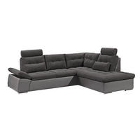 ECKSOFA mit Schlaffunktion, Armlehnfunktion und Kopfstützen - Chromfarben/Dunkelgrau, Textil (219/260cm) - ed exciting design