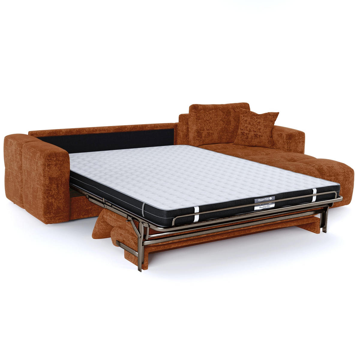 ECKSOFA rechtwinklig VIBE Geprägter Samt Terrakotta 286cm - Dunkelorange/Terracotta, Textil (286/165cm) - Premium Interiors
