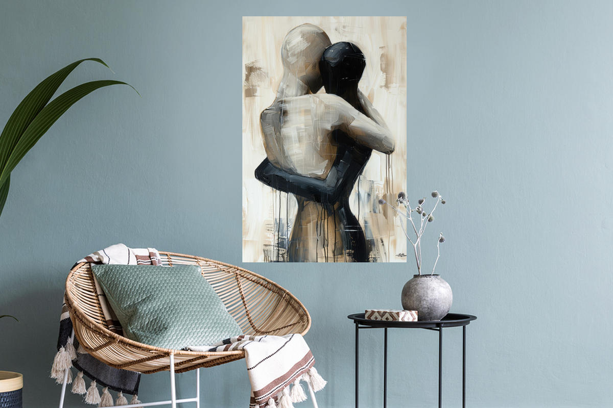 WANDTATTOO Abstrakt - Liebe - Schwarz und weiß - Modern 40x60 cm - Schwarz, Kunststoff (40/60/0.1cm) - MuchoWow