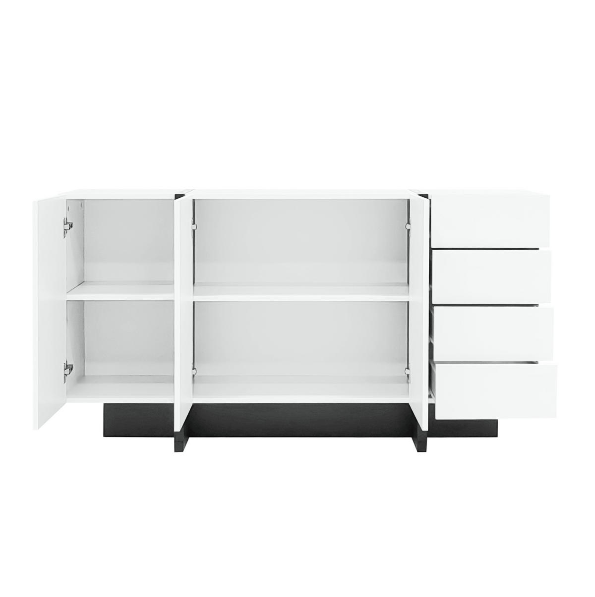 SIDEBOARD 150/40/80,5 cm mit 2 Türen & 4 Schubladen in Weiß Hochglanz - Weiß, Holzwerkstoff (150/80.5/40cm) - BEAOK