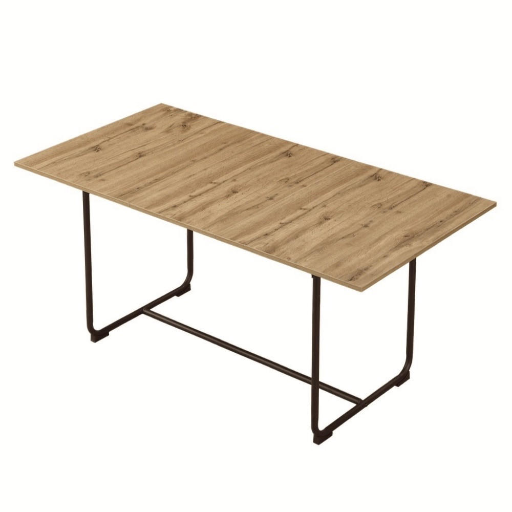 ESSTISCH PIUS 120-160/80/76 cm - Schwarz/Eiche Artisan, Holzwerkstoff/Metall (120/80/76cm) - B&D Home