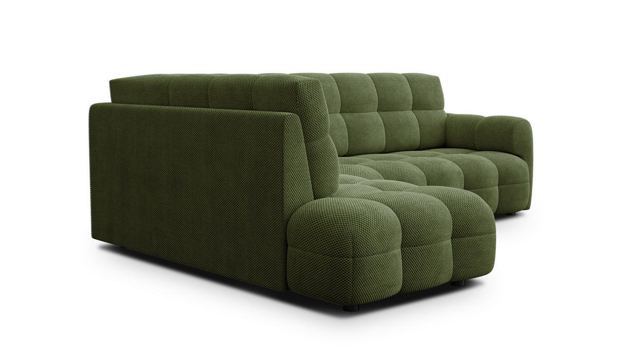 ECKSOFA MELLOW 5-Sitzer, olive - Schwarz/Grün, Holz/Textil (283/191cm) - Courtois Laville