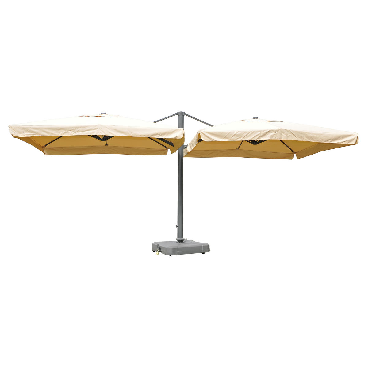 DOPPEL-AMPELSCHIRM + STÄNDER Cremeweiß 297/620 cm - Weiß, Metall (620/297cm) - MCW