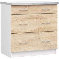 KÜCHENSCHRANK Weiß, Sonoma Eiche 44.5x80x82cm - Silberfarben/Weiß, Holzwerkstoff/Kunststoff (80/82/44.5cm) - Akord