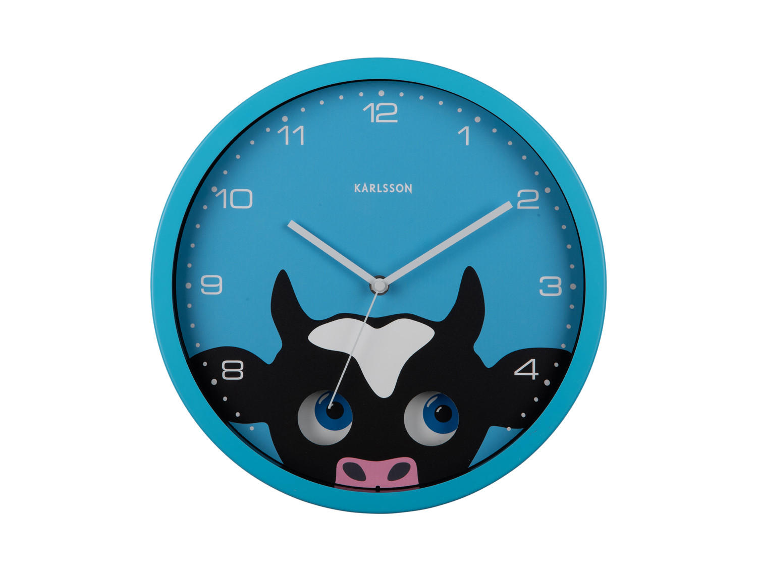 WANDUHR Peekaboo Cow Ø30,8 cm - Blau, Metall (30.8/1/30.8cm) - Karlsson