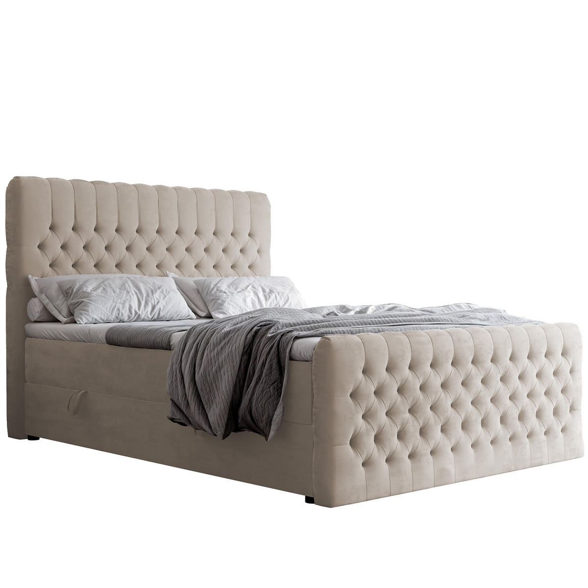 BOXBETT 140x200 cm mit Topper - Creme, Holzwerkstoff/Textil (140/200cm) - Idohome