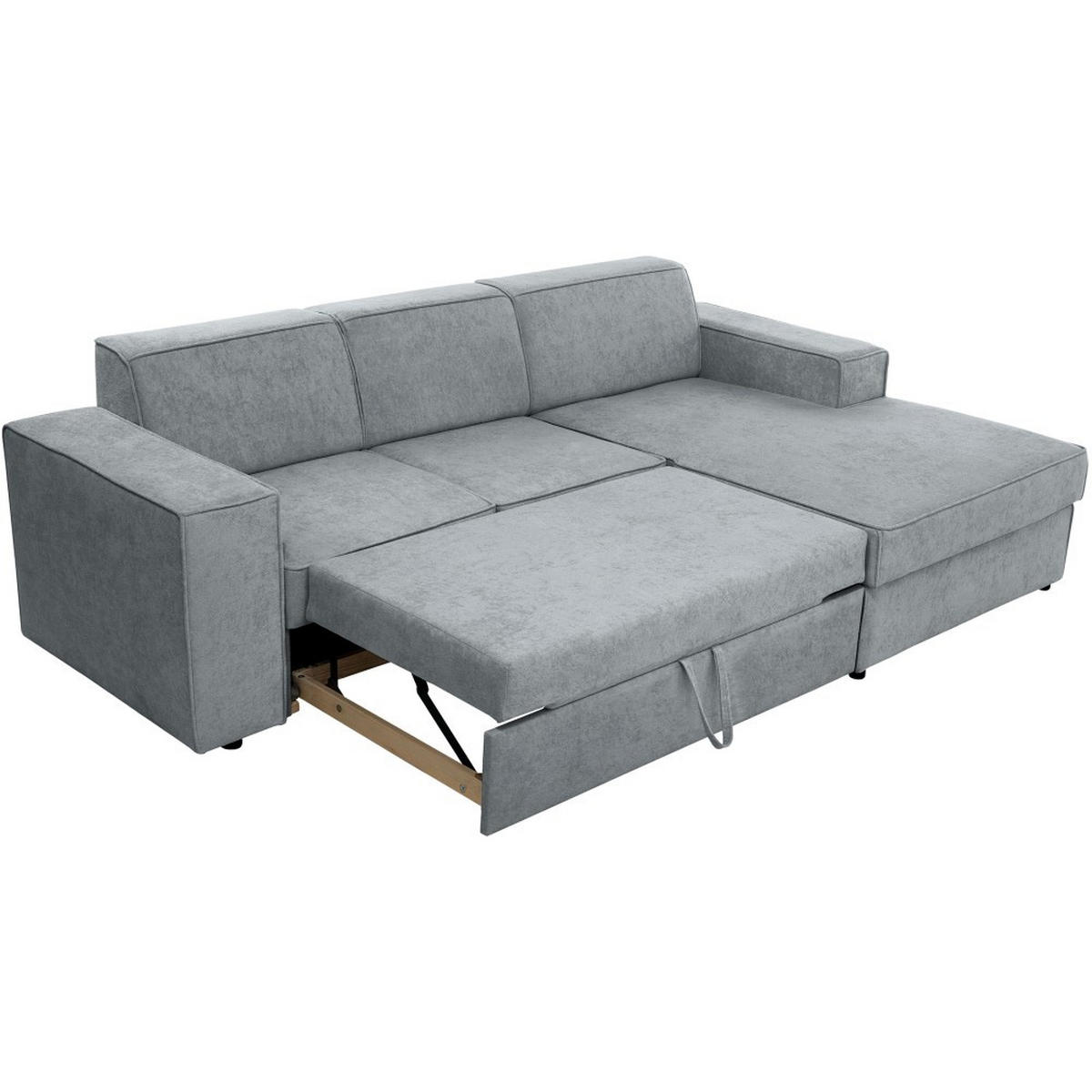 ECKSCHLAFSOFA mit Schlaffunktion Pedro L hellgrau rechts - Hellgrau/Schwarz, Kunststoff/Textil (267/160cm) - Beautysofa