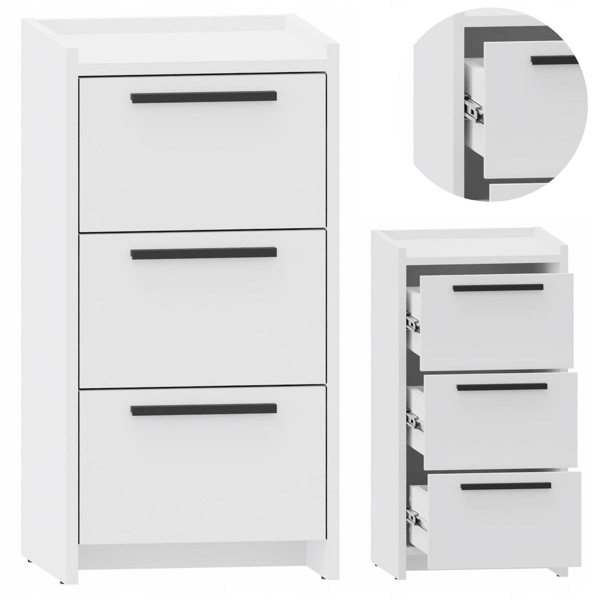 KOMMODE ALTIVO 3SW Weiß 36/35,6/70,4 cm - Weiß, Holzwerkstoff (36/70.4/35.6cm) - Matkam Möbel