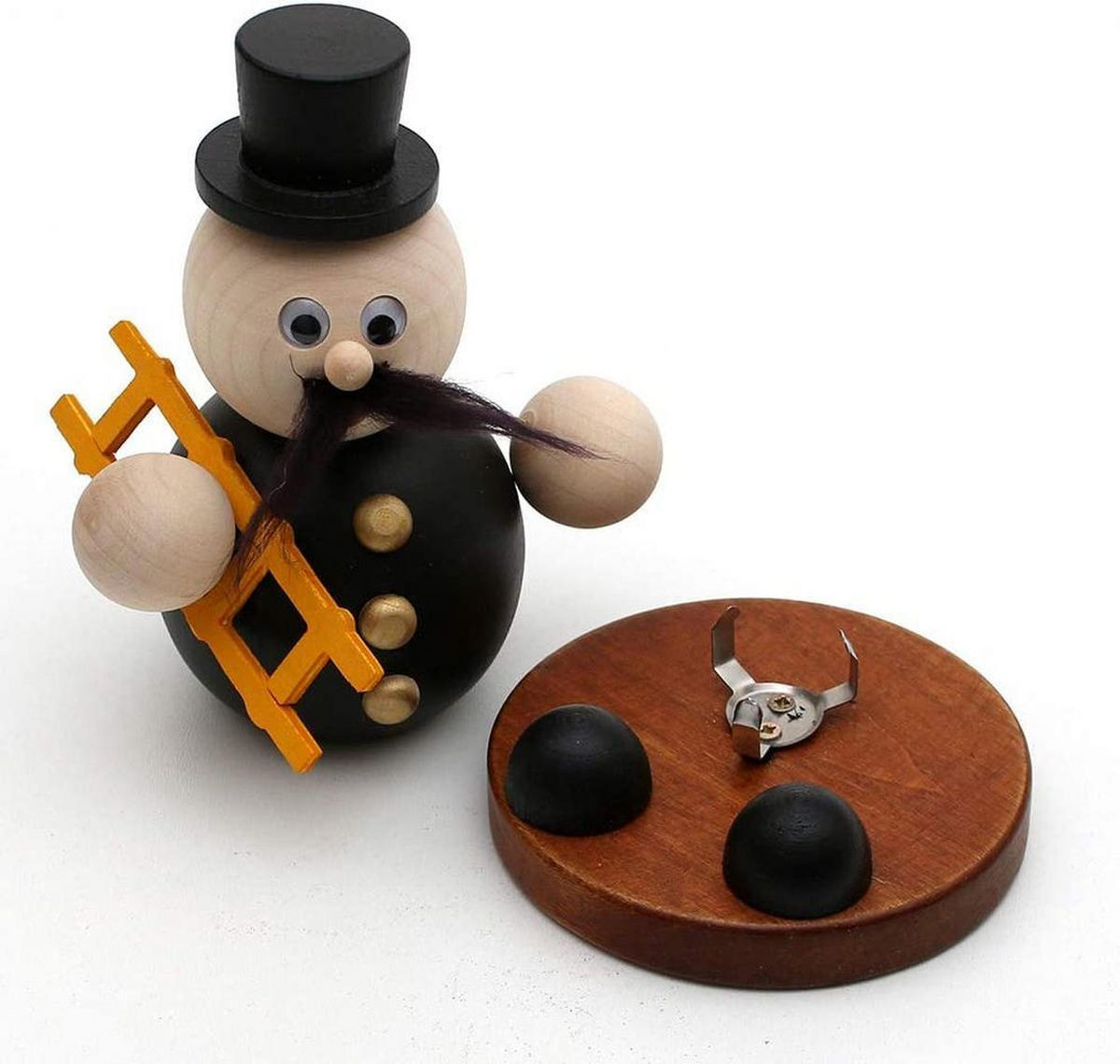 RAUCHFIGUR Schornsteinfeger 9,5/9,5/15 cm - Schwarz, Holz (9.5/15/9.5cm) - Dekoteam24