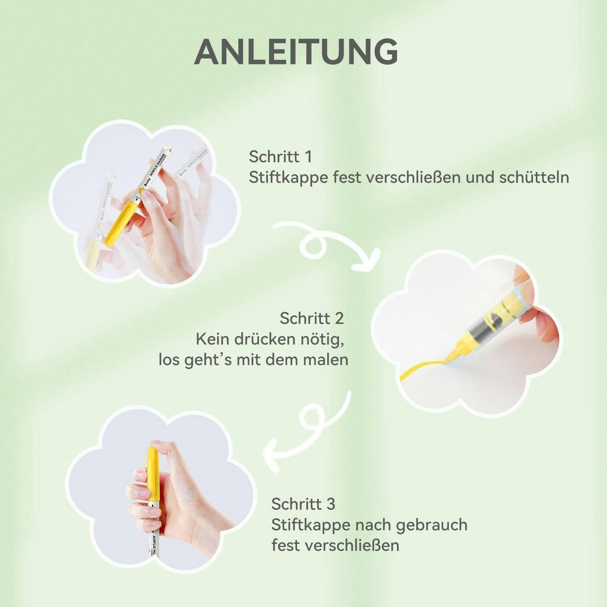 ACRYLMALSTIFTE Set 36 Farben Pinselspitze wasserfest - Multicolor, Kunststoff (9.7/22.8/15cm)