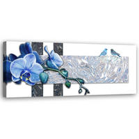 WANDBILD blaue orchidee - Blau, Textil (90/30cm) - Feeby