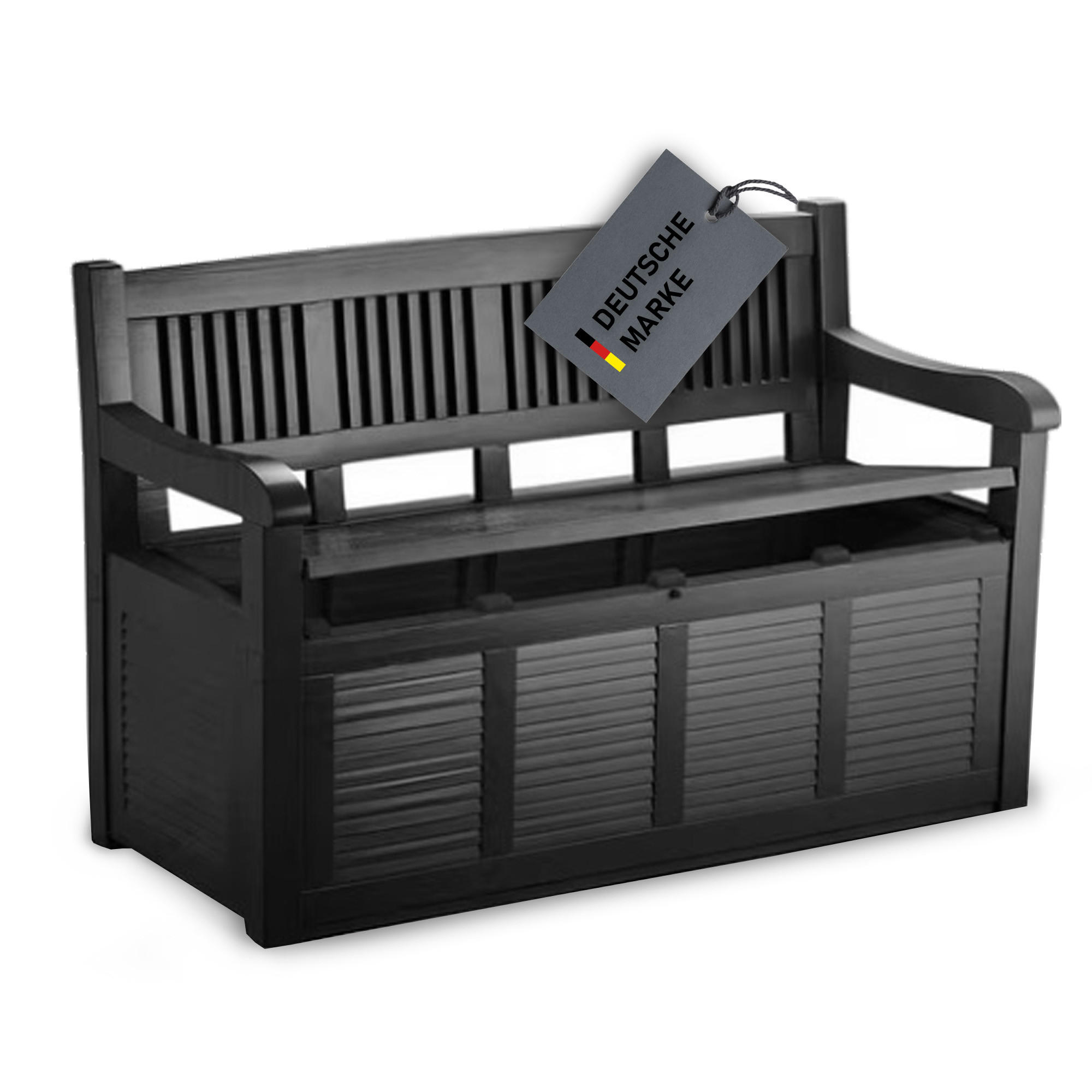 TRUHENBANK 130x60x85 cm ( Schwarz ) UV- und wetterbeständige Sitztruhe mit integrierter Kissenbox für Garten und Balkon - Schwarz, Kunststoff (60/85/130cm) - Bestlivings