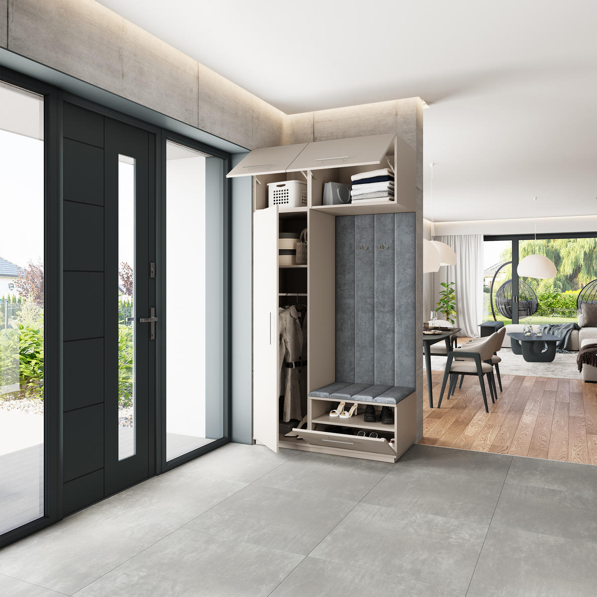 GARDEROBENSCHRANK REMA 120/240/60 cm Modern Garderobe-Set Kaschmir - Kaschmir/Grau, Holzwerkstoff (120/240/60cm) - MASSENO