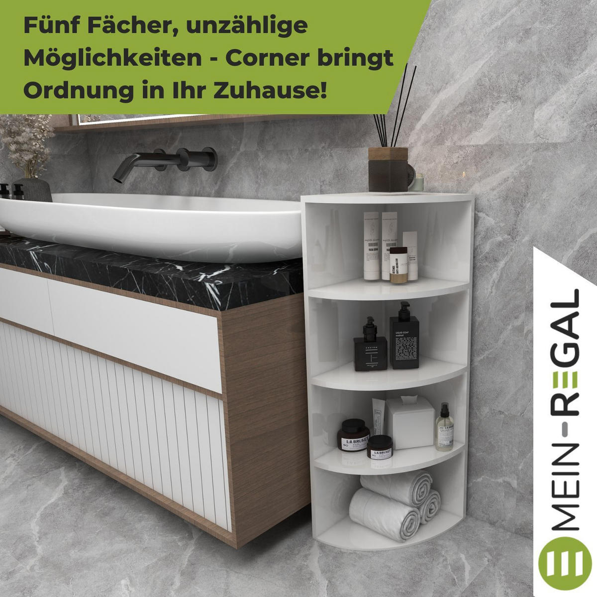 ECKREGAL CORNER 120 Holz Weiß 4 Etagen 40/40/120 cm - Weiß, Holzwerkstoff (40/120/40cm) - Coemo