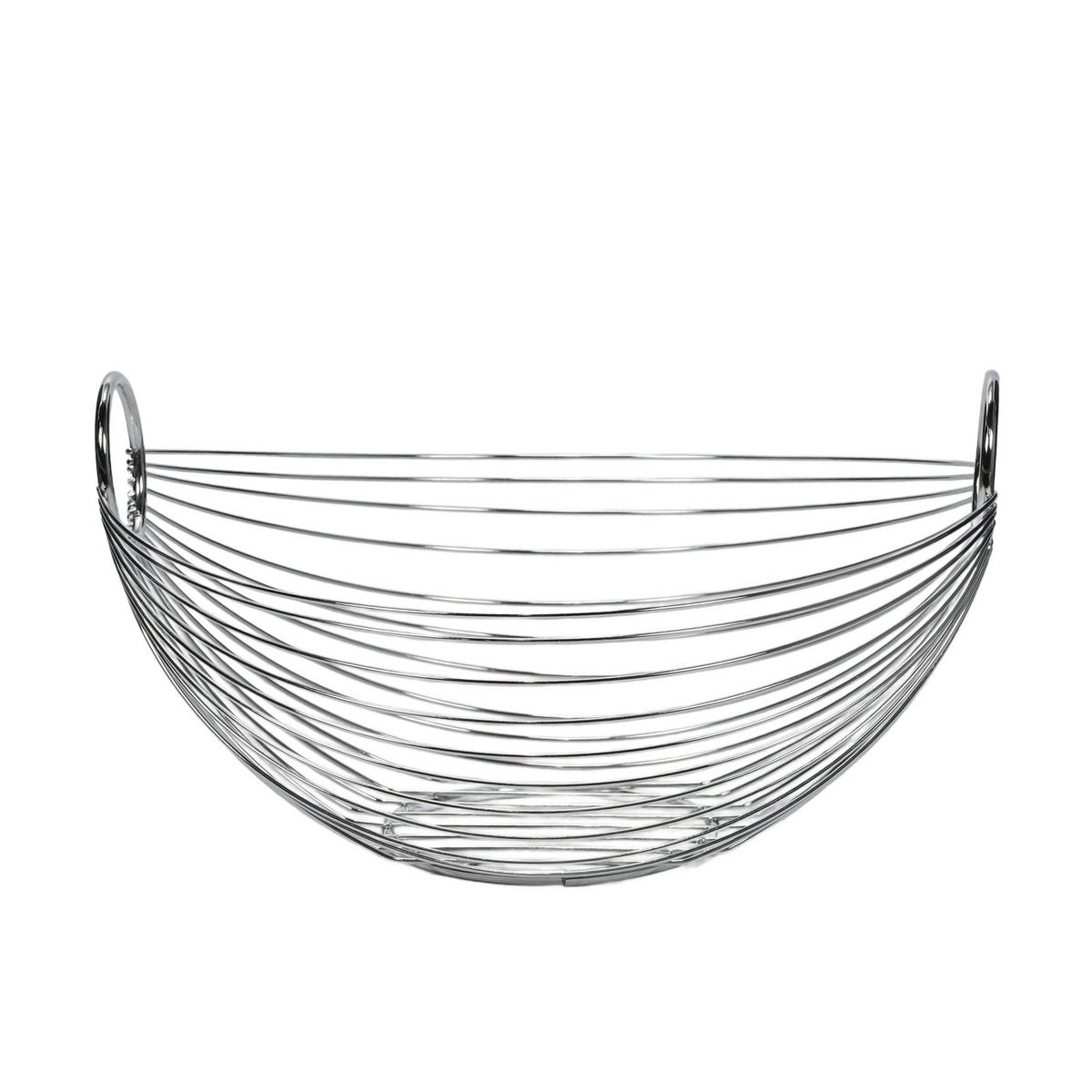 OBST- und Gemüsekorb - Metall oval Silbern 28/25,5/16 cm - Silberfarben, Metall (16cm) - ZELLER