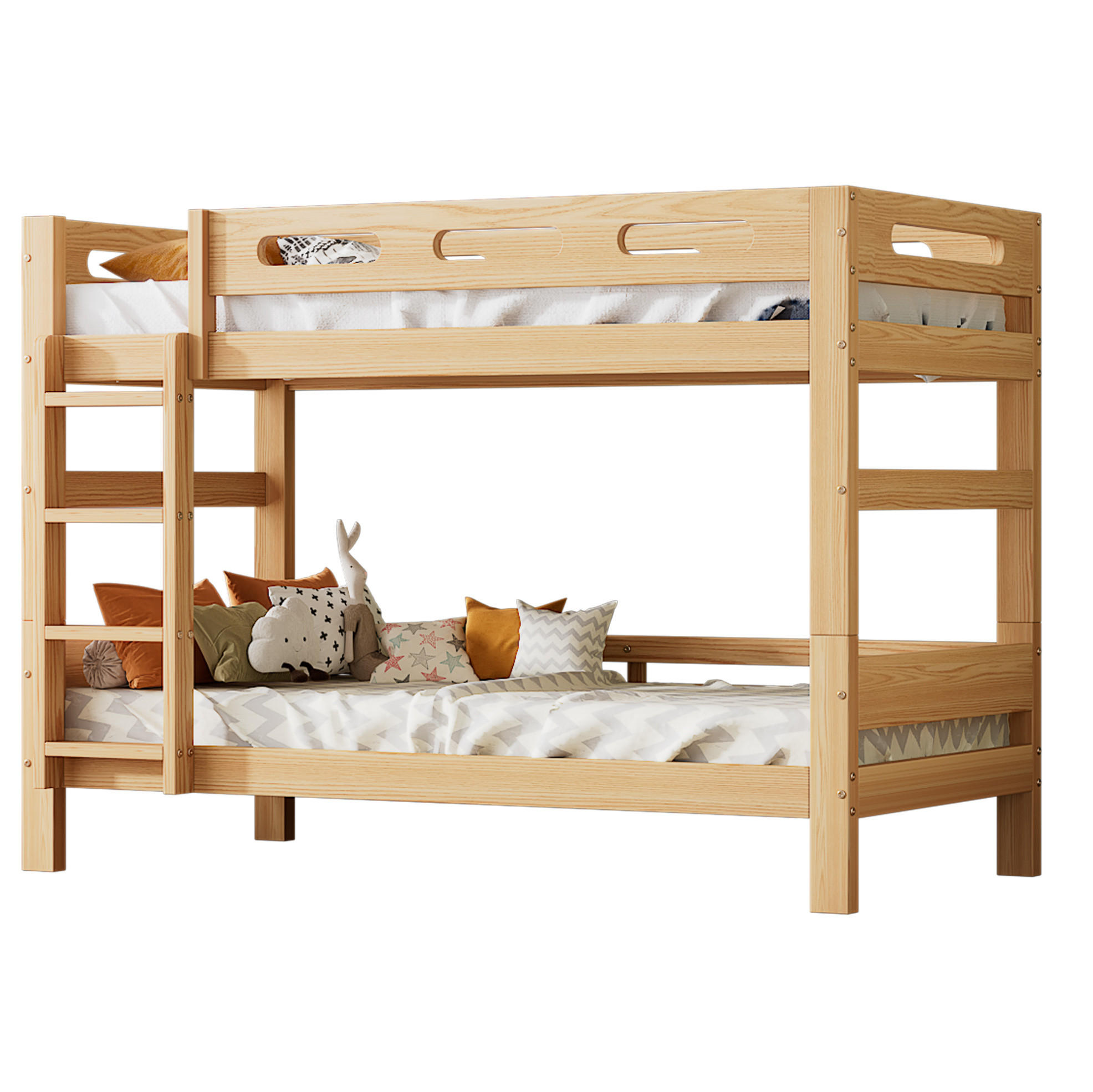 ETAGENBETT 90/200 cm aus Kiefer massiv teilbar in 2 Einzelbetten - Naturfarben, Holz (90/200cm) - BEAOK