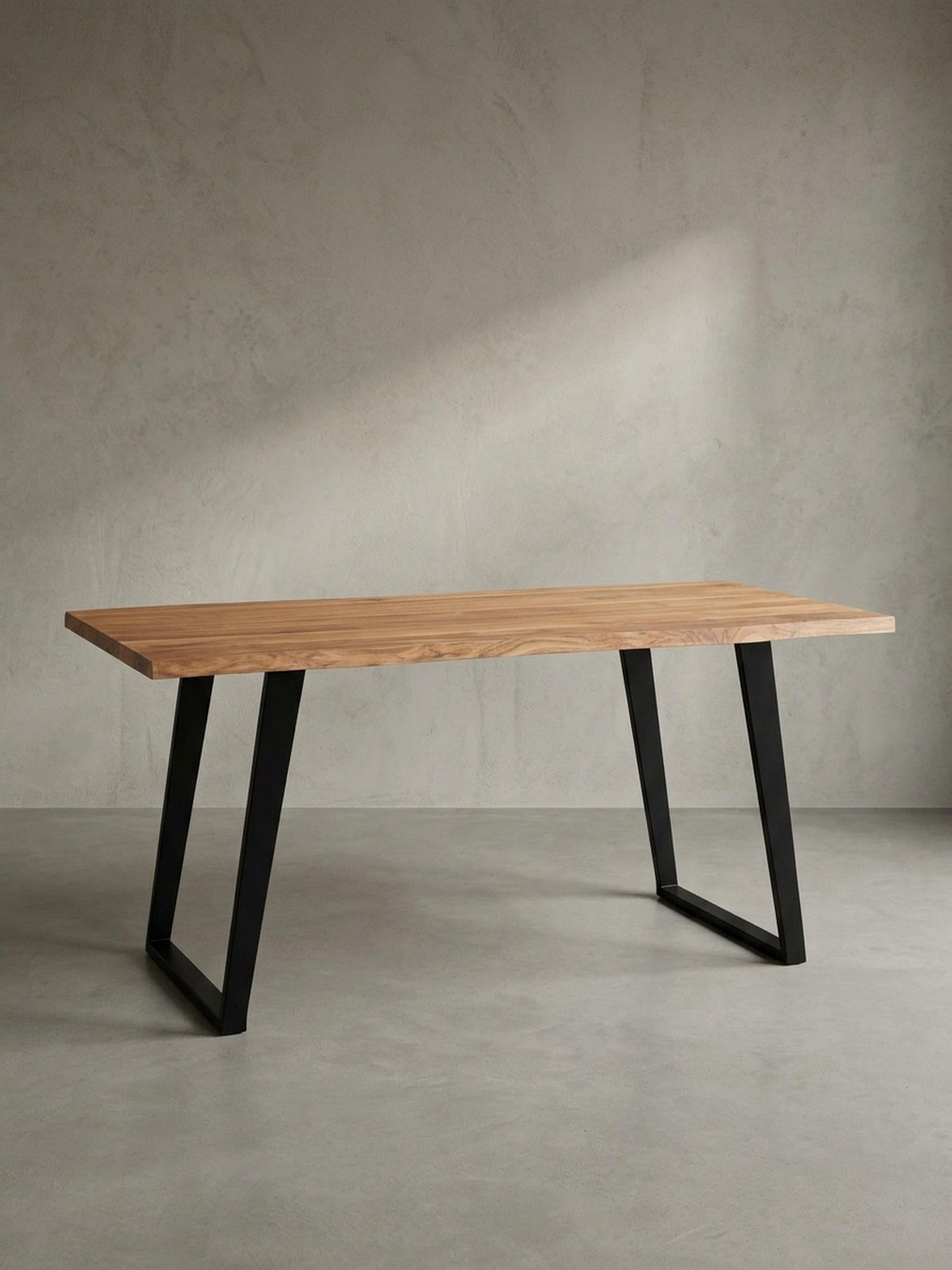SCHREIBTISCH Massivholz Baumkante U-Gestell Handarbeit ATOLL, Goldbraun-Schwarz 140x80x76 cm - Schwarz/Braun, Holz/Metall (80/140/76cm) - KADIMA DESIGN