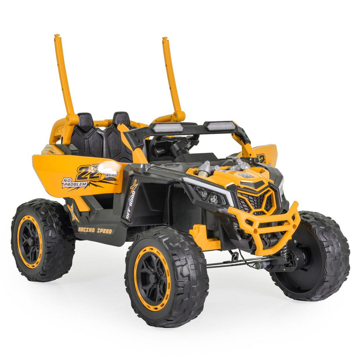 KINDERELEKTROAUTO Jeep Kansas orange EVA-Reifen, Fernbedienung, Musik, Gurt - Orange, Kunststoff (115/62/72cm) - Moni