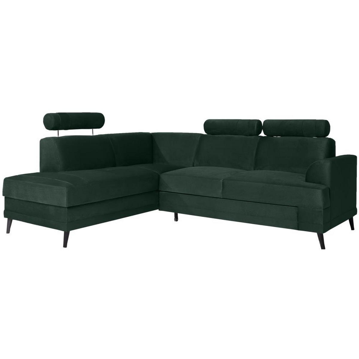 ECKSCHLAFSOFA Kordian links grün - Grün, Textil (250/200cm) - Beautysofa