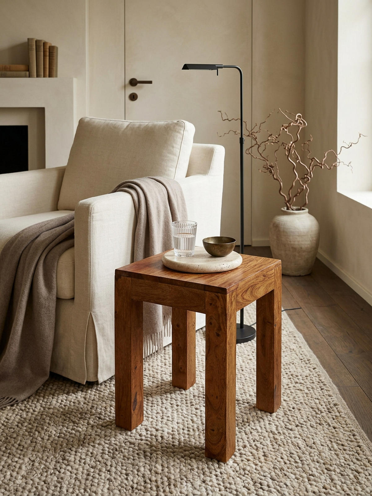 COUCHTISCH Massivholz Handgefertigt Edelholz Design, Braun 35x35x45 cm - Braun, Holz (35/35/45cm) - KADIMA DESIGN