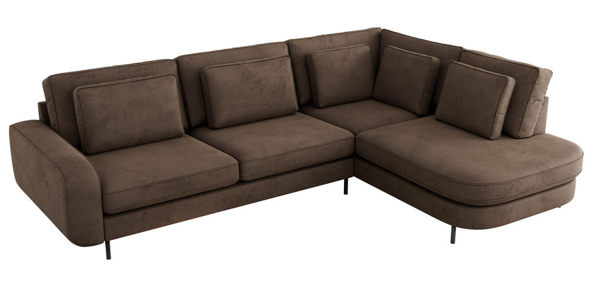 ROHOVÁ SEDAČKA CALENO L - Hnědá Samet - Levá Strana - černá/hnědá, kov/textil (317/225cm) - MKS