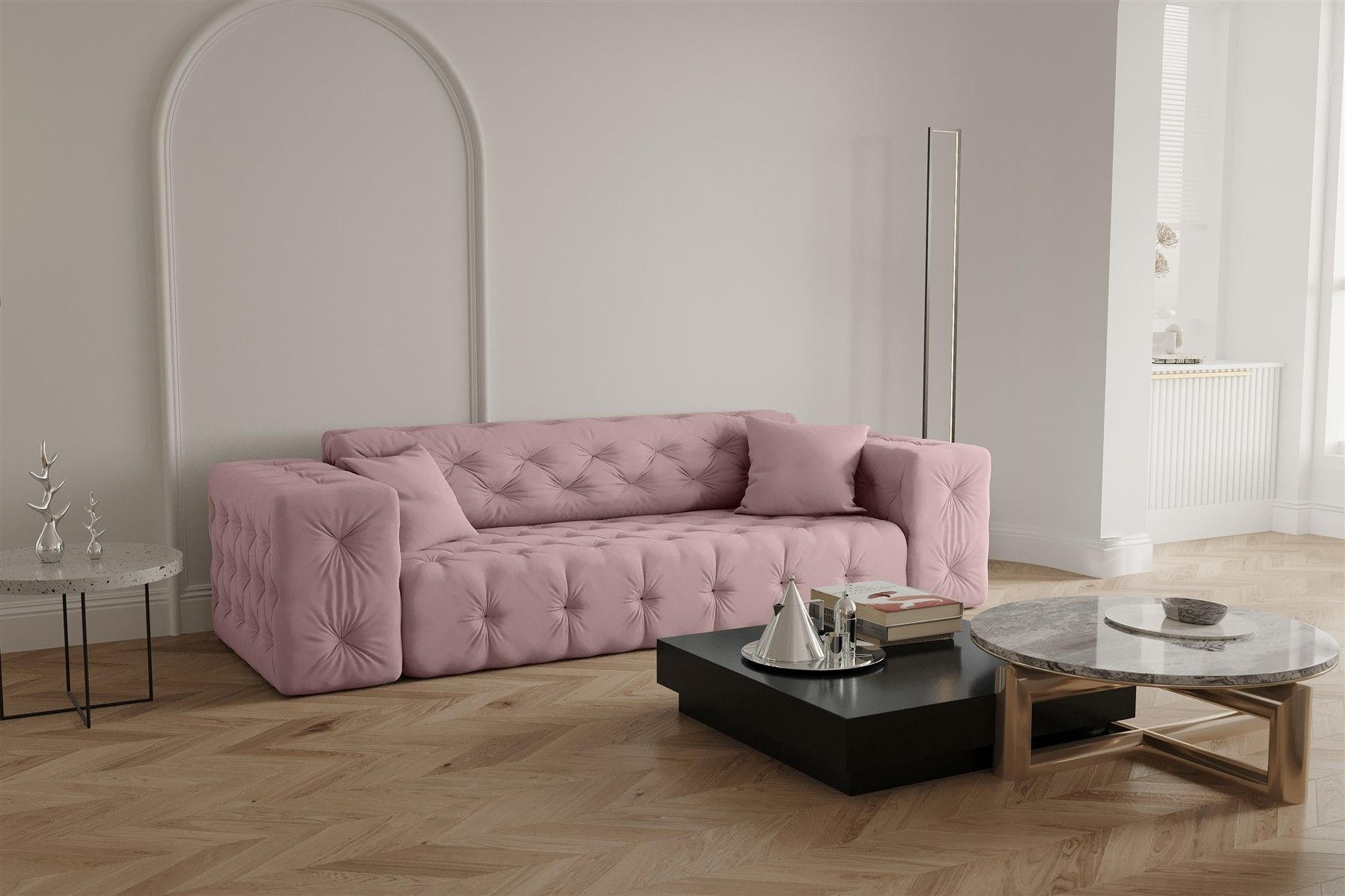 SOFA 3-sitzer Chantal - Pink, Holzwerkstoff/Textil (251/78/96cm) - Fun Möbel