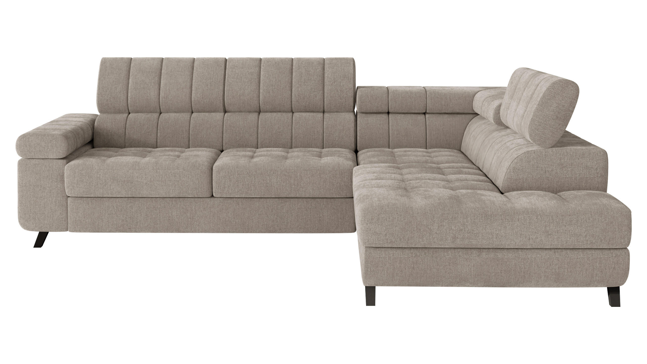 ECKSOFA Nord, Seite: Rechts - Taupe/Schwarz, Holz/Textil (203/264cm) - MIRJAN24