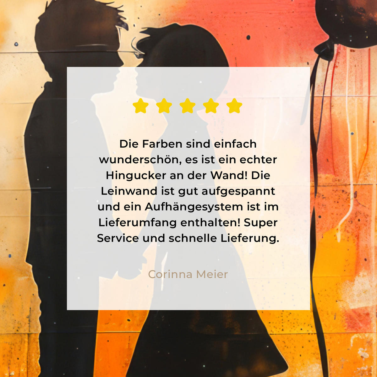 LEINWANDBILD Straßenkunst - Liebe - Graffiti - Kunst - Banksy 90x90 cm - Orange, Textil (90/90cm) - MuchoWow