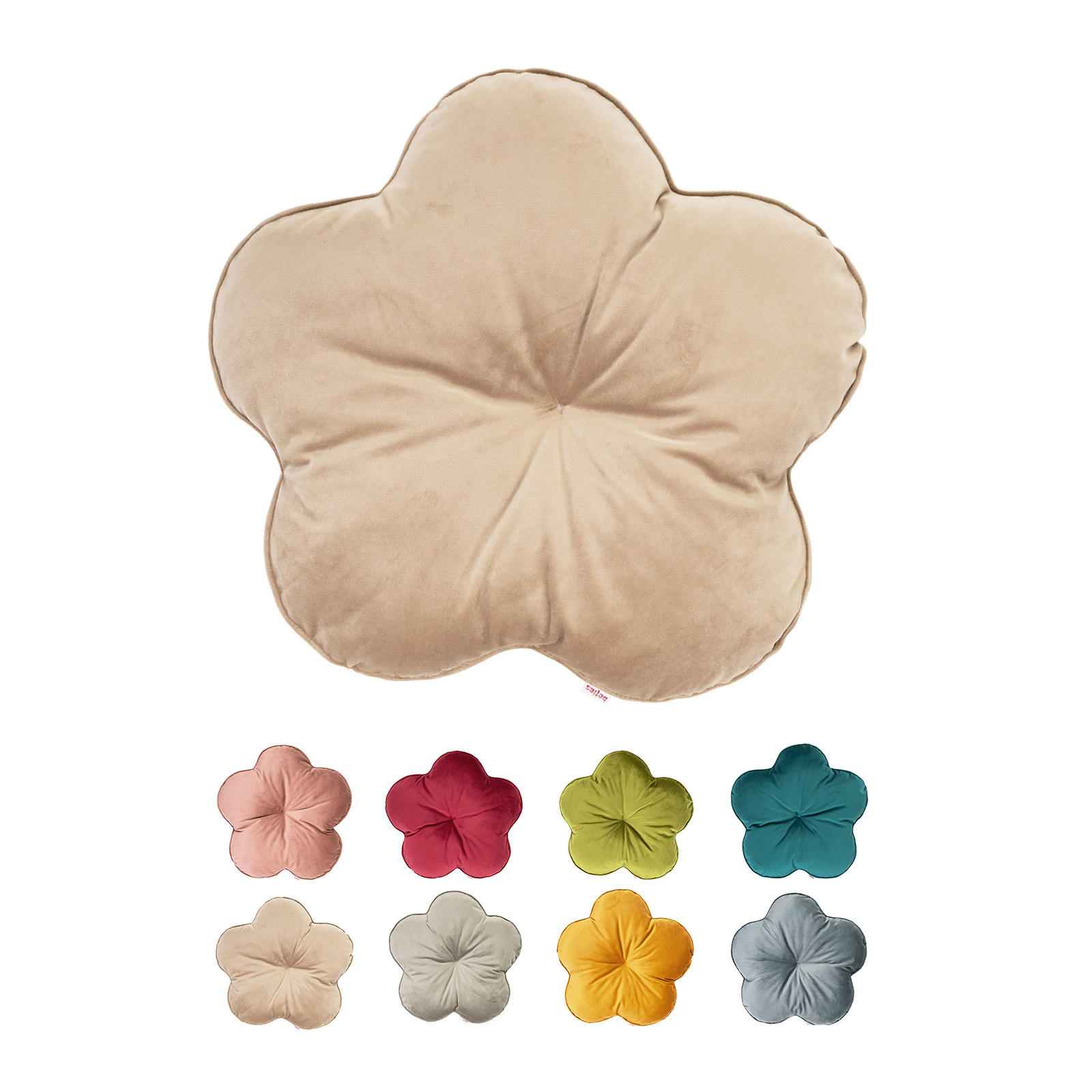 KISSEN-BLUME Samt&Sonders braun-beige 50 cm Ø - Beige, Textil (50cm) - beties Heimtextil