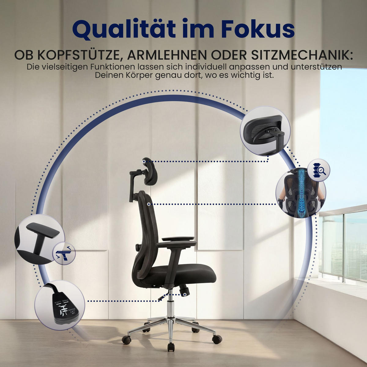CHEFSESSEL Kunststoff Schwarz - Chromfarben/Schwarz, Kunststoff/Textil (70/120/57cm) - CLP