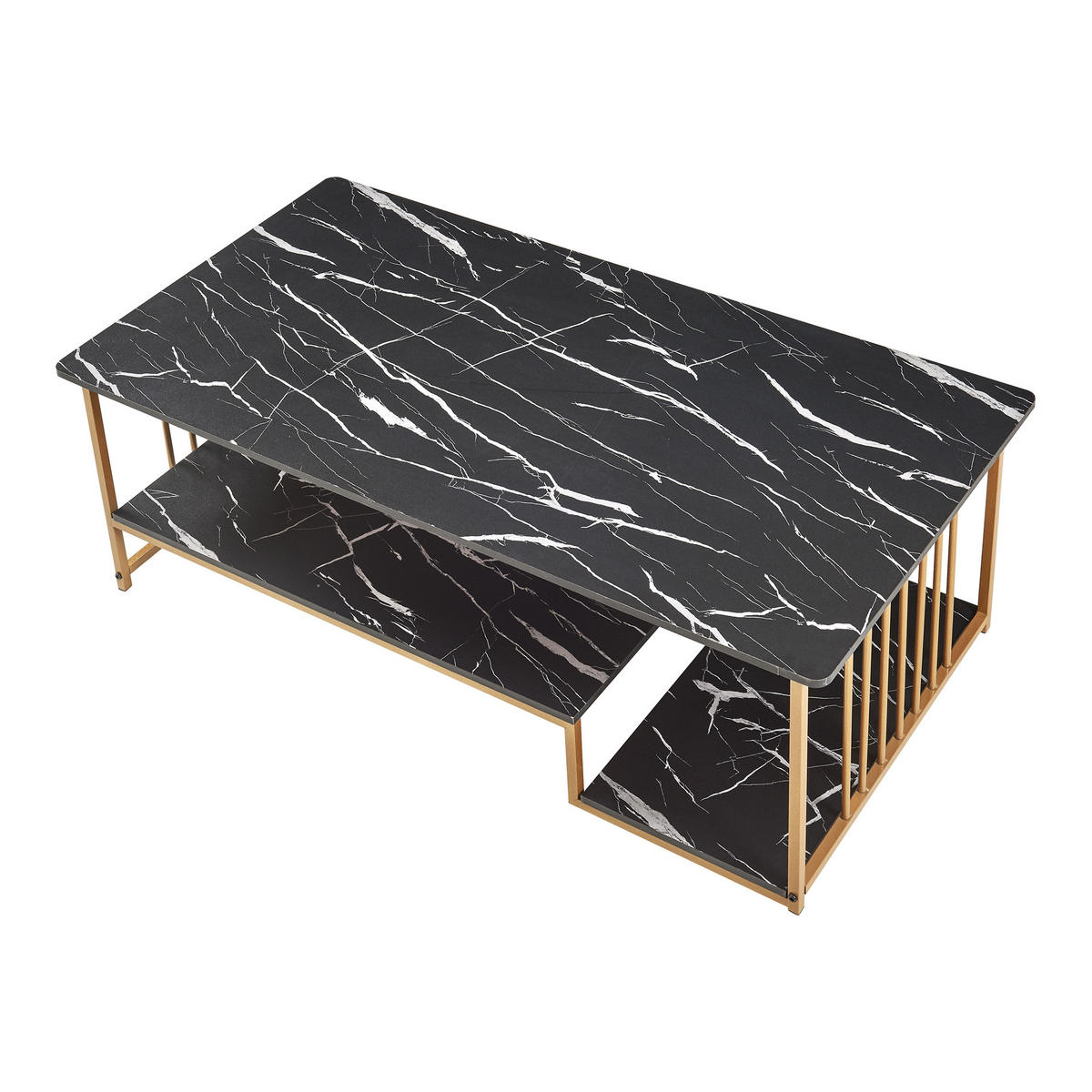 KONFERENČNÍ STOLEK Klibro 120/60/42 cm - černá/zlatá, kov/kompozitní dřevo (60/120/42cm) - [en.casa]