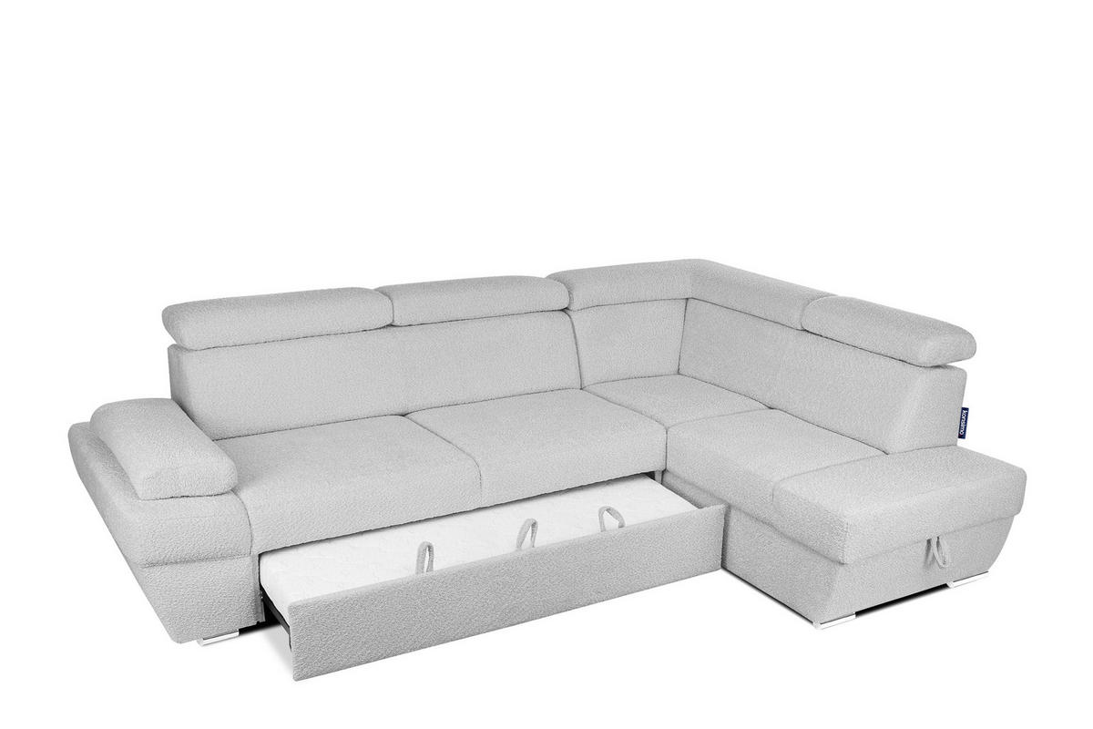SCHLAFECKSOFA RATLO rechts 4/5-Sitzer mit Bettkasten, Grau - Silberfarben/Hellgrau, Textil (270/190cm) - KONSIMO®
