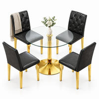 ESSGRUPPE aus Glastisch und 4 Stühlen 85 cm Schwarz/Gold - Multicolor, Metall (85/76/85cm) - Meubliv