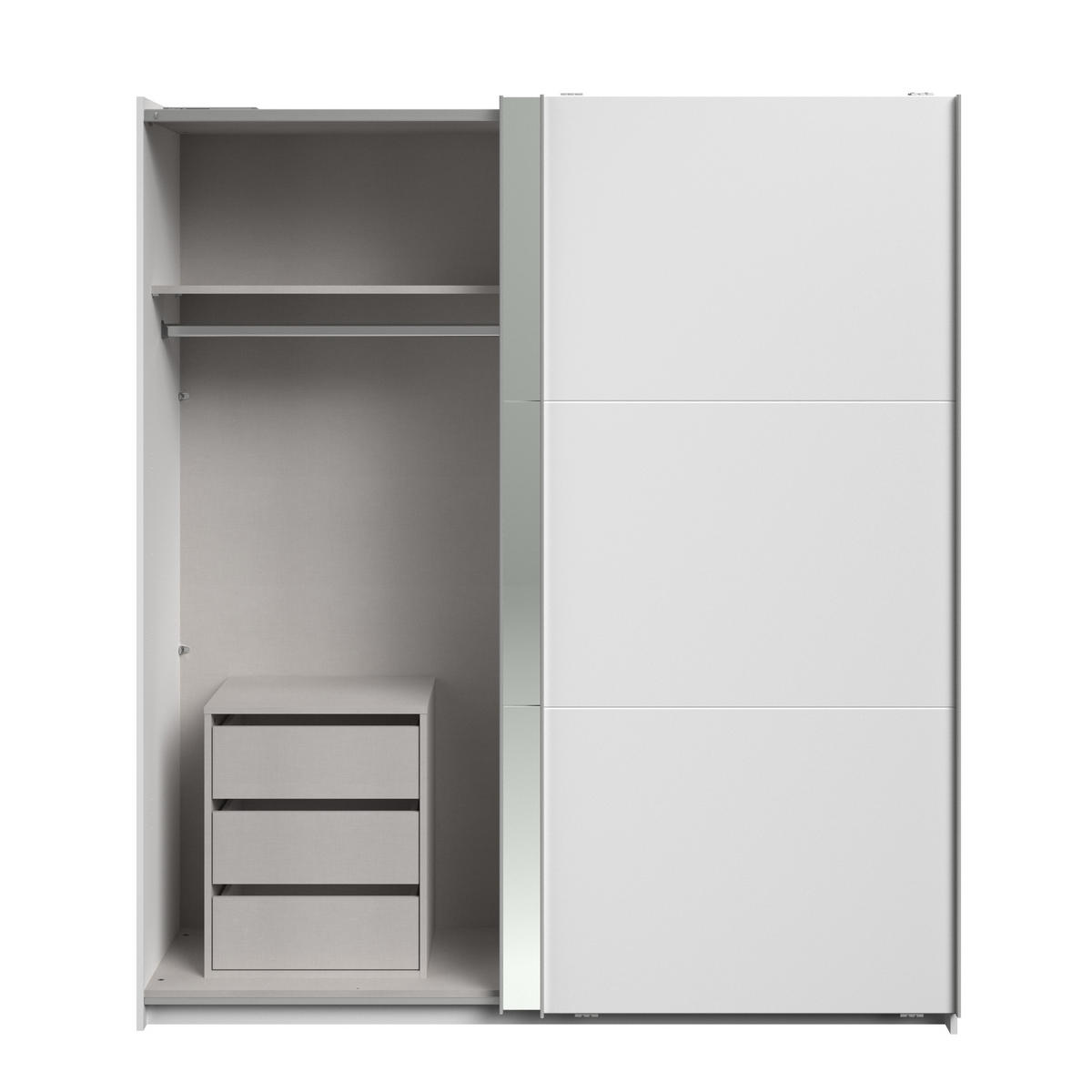 KLEIDERSCHRANK Swing 14 in Weiß von Parisot – Schwebetürenschrank 2 türig mit Schubkasteneinsatz - Weiß, Holzwerkstoff (80/200/120cm)