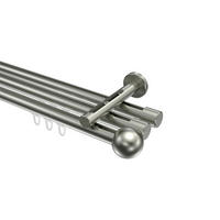 INNENLAUF-GARDINENSTANGEN-SET Siteno Luino 320 cm (geteilt in 2 x 160 cm), 3-läufig, 20 mm Ø Edelstahl-Optik - Edelstahlfarben, Metall (320cm) - INTERDECO