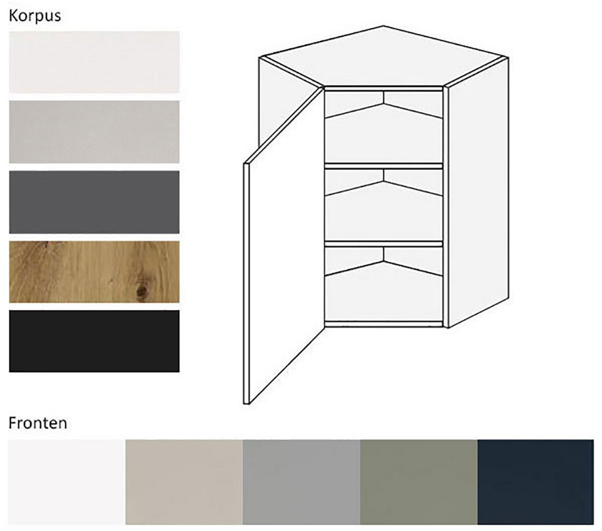 ECKHÄNGESCHRANK Oslo W10/60 Weiß / Kaschmir Matt 60 / 60 / 72cm - Kaschmir/Weiß, Holz/Holzwerkstoff (60/72/60cm) - Feldmann-Wohnen